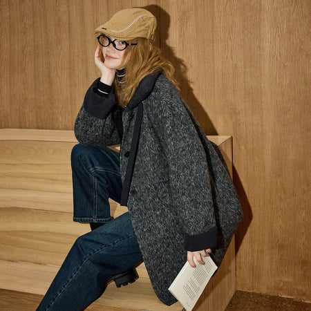 2025 Winter Women's Long Trench Coat Double Faced Wool Blend Parka Unique Patchwork Design Warm Down Filled Overcoat Outerwear