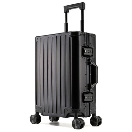 All-aluminum-magnesium alloy suitcase: women's 24-inch aluminum-framed swivel trolley case, men's 20-inch boarding travel metal