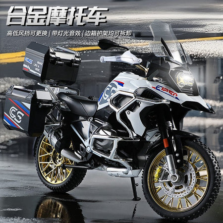 1:10 R1250GS Adventure Alloy Die Cast Motorcycle Model Vehicle Collection Sound and Light Off Road Autocycle Toys Car