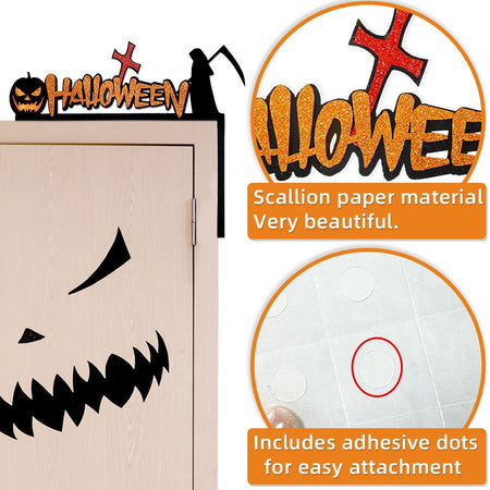 Halloween Door Frame Decoration,Bats,Pumpkins,Spider Webs,Door and Window Corner Stickers, Halloween Home Decoration