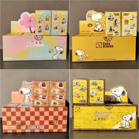 Original Snoopy Assemble Genuine Authorized Blind Box Supermarket Garden Furniture Scene Puzzle Building Block Desktop Decorate