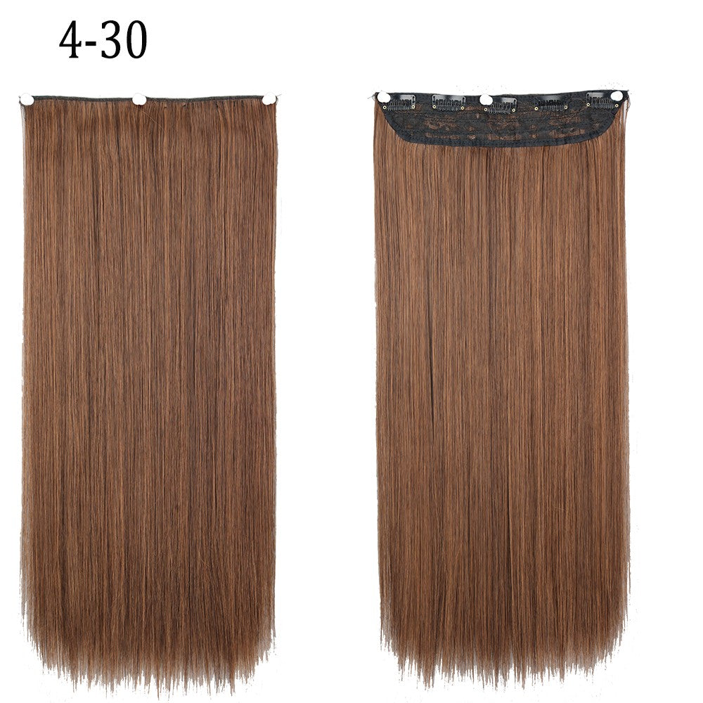Synthetic Long Straight 5 Clip In Hair Extensions 22’‘ High Resistant Temperature Fiber Black Brown Blonde Hairpiece