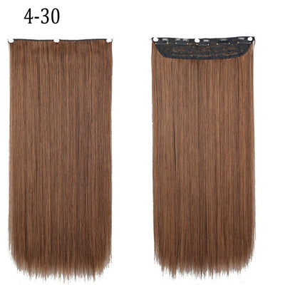Synthetic Long Straight 5 Clip In Hair Extensions 22’‘ High Resistant Temperature Fiber Black Brown Blonde Hairpiece