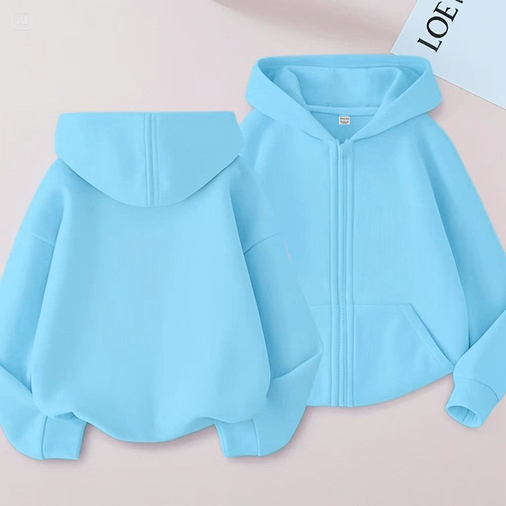 Children tops Zipper style Hoodies Coat Boy black Girls Pink Age 3-12 Kids Sweatshirt festival festival gifts Solid color