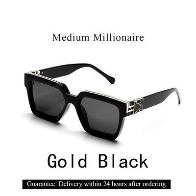 Ruiao Retro Black Millionaire Shades Luxury Sunglasses 2025 For Men Designer Famous Brand Square Sun Glasses Man Women Sunglass