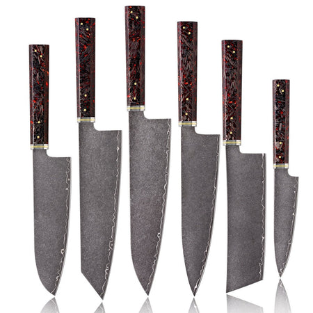 Kitchen Knife Set 1-6PC Damascus 3-layer cladding Steel knives Kitchen Accessories Professional Chef knives Cooking Tools