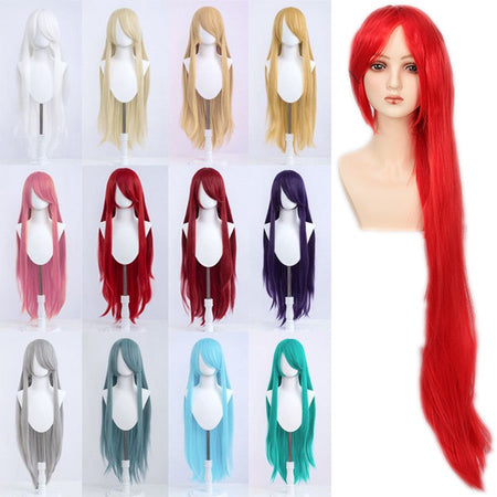 100cm Long Straight Cosplay Wig Anime Compatible Universal Omopinenet Heat Resistant Synthetic Hair Wigs + Wig Cap