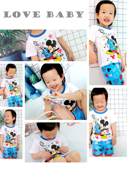 Hot Summer Pyjamas Suit Pink Minnie kids Sleepwear Boys Pijamas Cotton Nightwear Clothes Pajamas Sets