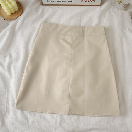 Faux Leather Mini Skirt for Women High Rise A-line PU Short Skirt with Built-in Shorts Black Brown Autumn Winter Trend Outfit