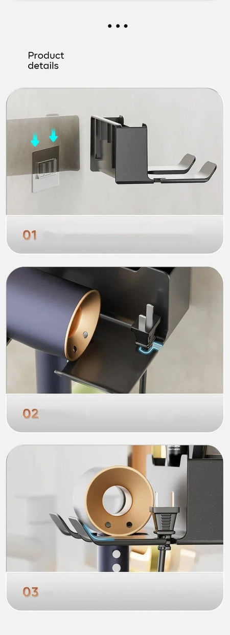 Hair Dryer Holder Wall Dryer Cradle Straightener Stand Hairdryer Organizer Box Toilet Blower Holder Shelf Bathroom Accessories