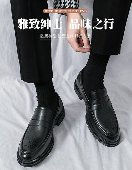 Men's Dress Shoes Retro Casual Business Leather Shoes Men Office Loafers Formal Social Brogues Wedding Leather Shoes For Men
