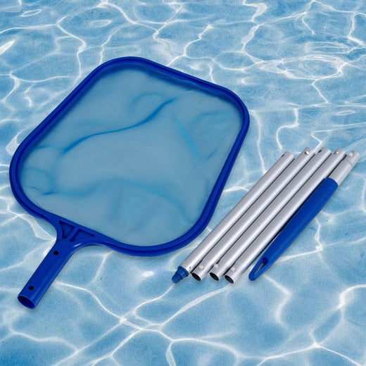 Swimming Pool Skimmer Net with 5 Aluminum Pole Sections Pool Net Skimmer Rak Pool Cleaner Leaf Removal Garden Pond Cleaning Tool