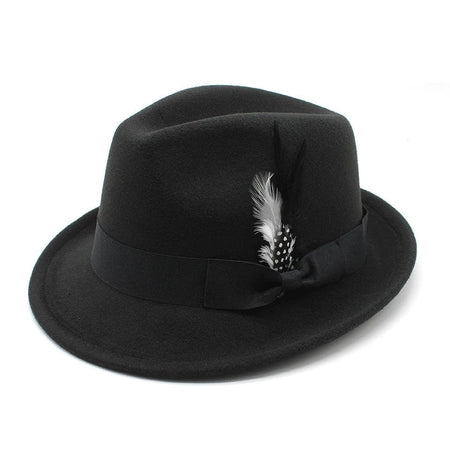 Bow-Knot Feather Hat Autumn and Winter Upturned Brim Hat Fashionable Men's and Women's Cashmere Felt Hat, Ethnic Style New Hat
