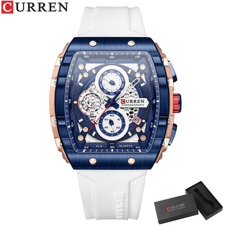 CURREN Fashion men watch brand unique square design luxury quartz sports tape watches men waterproof