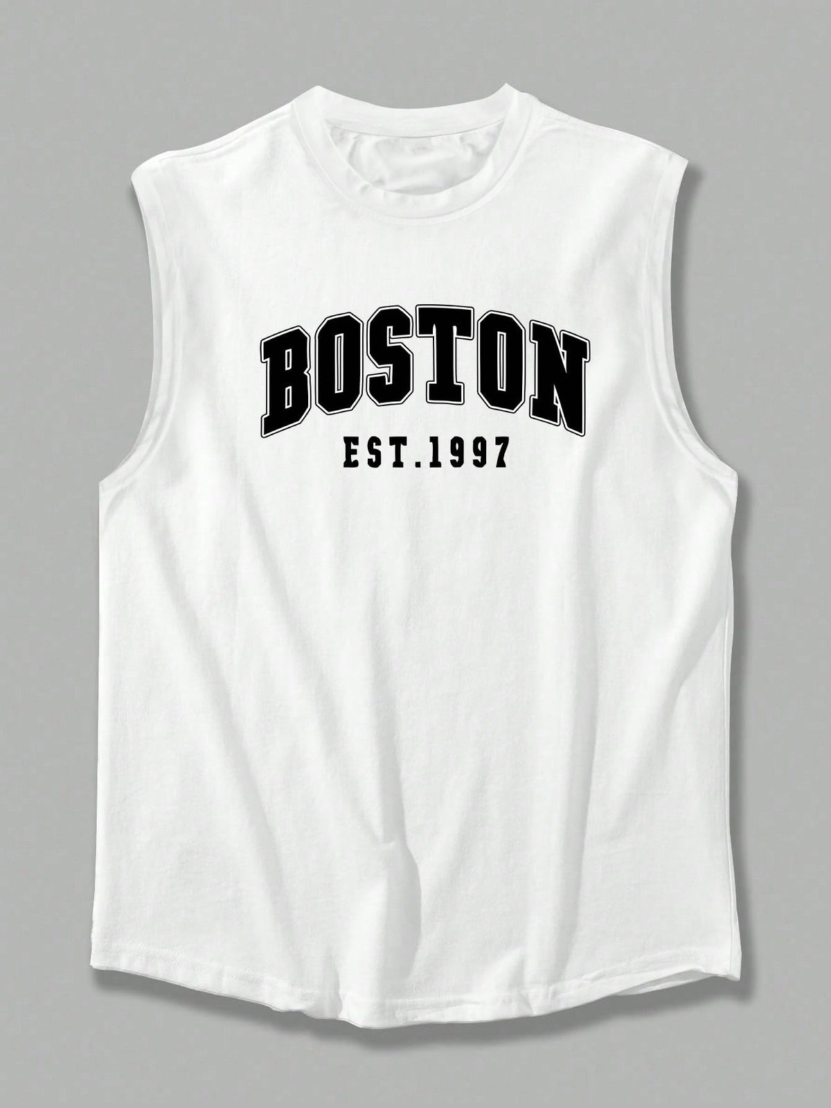 Men's summer fashion casual sports loose Boston est 1997 Print comfortable breathable round neck sleeveless vest