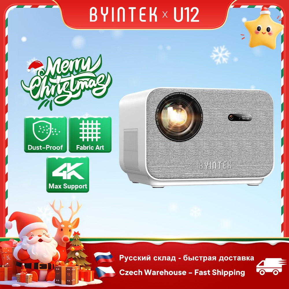 BYINTEK LOVE U12 Full HD 1080P Projector 4K 800 ANSI Android WiFi 6 Auto Focus Home Theater Projectors for Movie Meeting Video