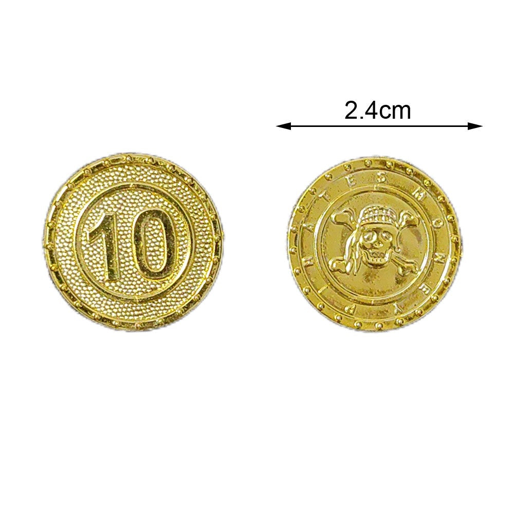 30/60/90/120pcs Pirate Gold Silver Bronze Coins Plastic Doubloon Bulk Kids Fake Play Cosplay Party Treasure Chest Games Tokens