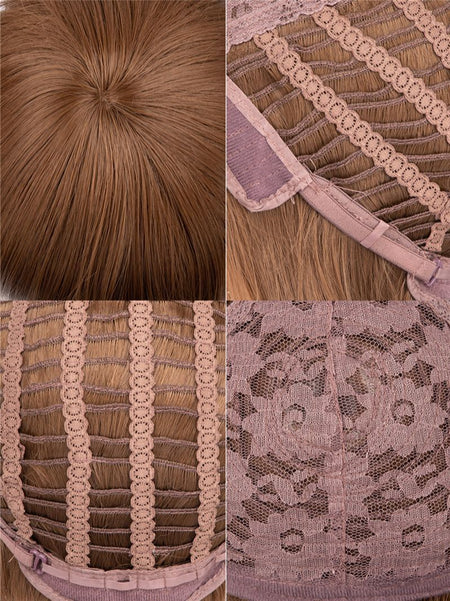 Short Straight Synthetic Brown Wig Anime Game Cosplay Fluffy Heat Resistant Jellyfish Head Wig for Daily Party