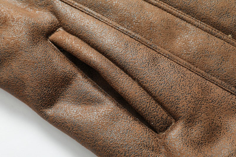 Winter Men's Suede Leather Coat High Quality Thick Fleece Warm Leather Jacket Fashion Turn Down Collar Male Loose Casual Coats