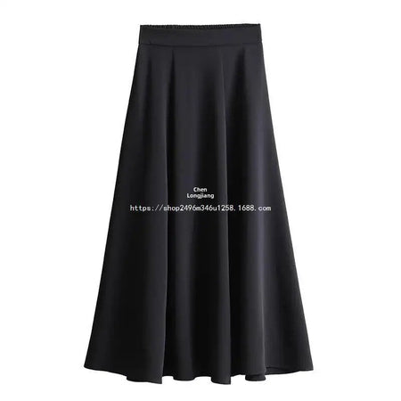 Plus Size High-waisted Slimming Black Draped Skirt Medium-length Umbrella Skirt For Women Thinning A- line Body Shaper