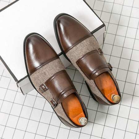 Spring Italian Double Button Loafers High-quality Blue Leather Shoes for Men Men Leather Shoes Patent Mens Wedding Dress Shoes