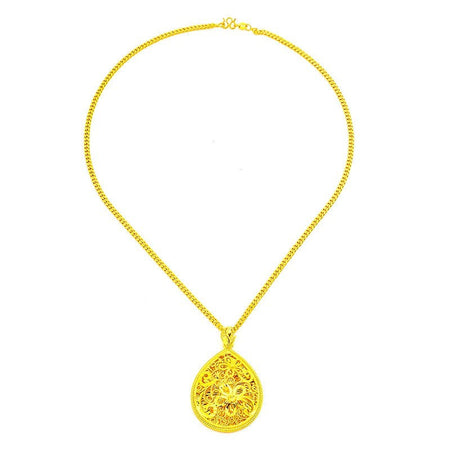 9999 24K heart-shaped necklace, ethnic style luxury hollow pendant, women's gold necklace pendant, gold jewelry jewelry
