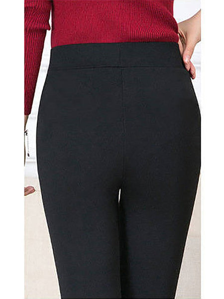 Trousers Fleece Thin Black Formal Woman Clothes Pant Autumn Winter Slim Femal Clothing Elastic Basics Pencil Pants Office Lady