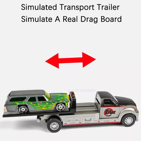 1:64 Scale Container Truck Miniature Model Toy Cars Metal Diecast Trailer with Pull Back Transport Vehicle Toys for Kids Gifts