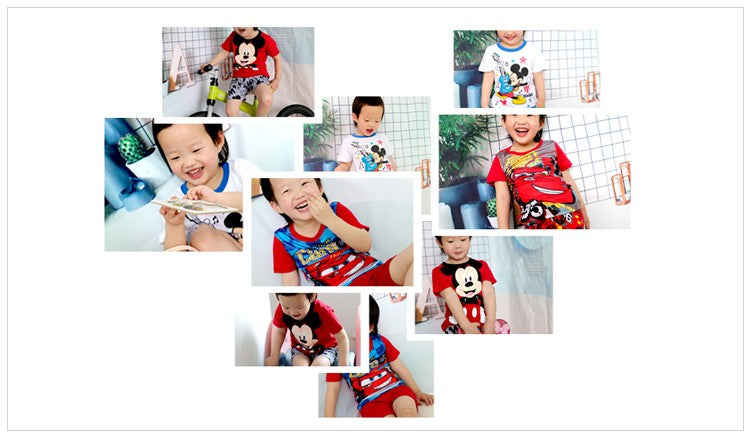 Hot Summer Pyjamas Suit Pink Minnie kids Sleepwear Boys Pijamas Cotton Nightwear Clothes Pajamas Sets