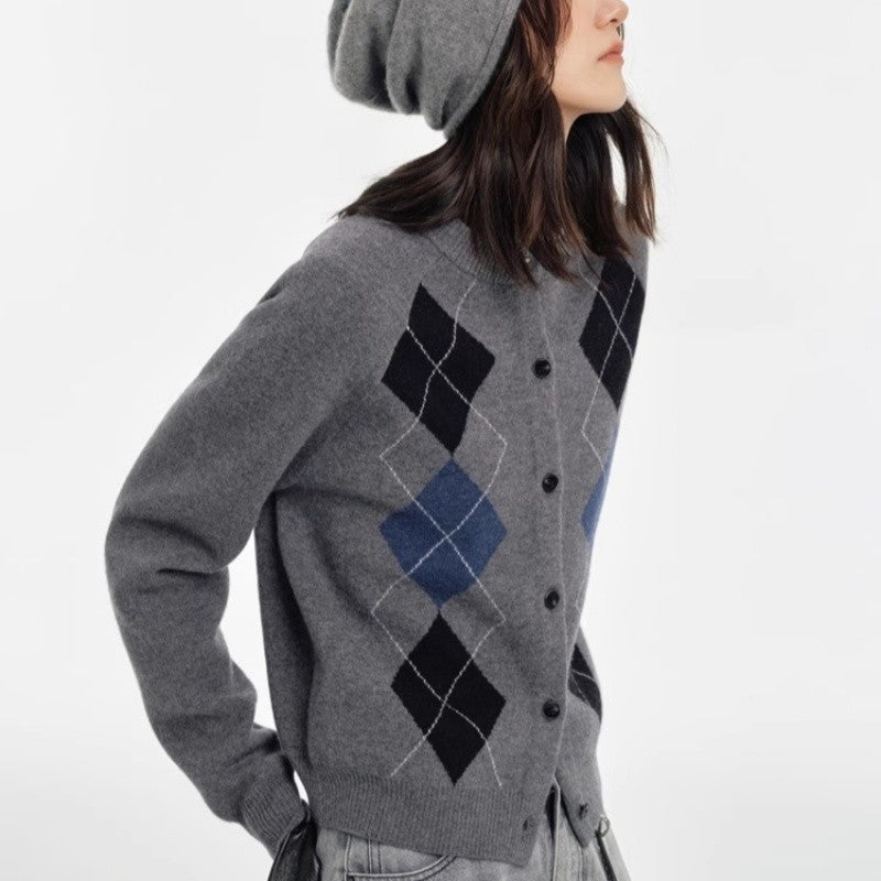 College style sweater 100% Australian Wool Sweaters Large Size Cardigan High-grade Women's Autumn Winter Fashion Knitwear