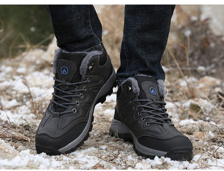 Brand Winter Men's Boots Warm Men's Snow Boots High Quality Leather Waterproof Men Sneakers Outdoor Men Hiking Boots Work Shoes