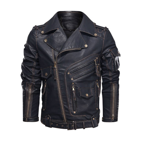 fashion Winter Winter Mens Leather Jacket Men Fashion Motorcycle PU Leather Jacket Cool Zipper Pockets Leather Coats Clothing