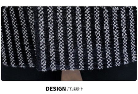 Classic Autumn Winter Men's Mid-Length Woolen Coats Casual Striped Overcoat Outwear Windbreaker Business Warm Long Jackets