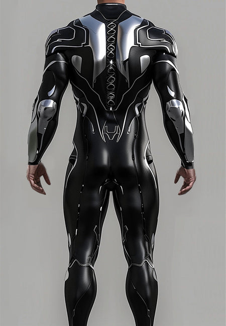 CyberPunk Futuristic Mechanical Armour Jumpsuit Cool Fighter Cosplay Bodysuit Steampunk Costume Halloween Party Shows Men Zentai