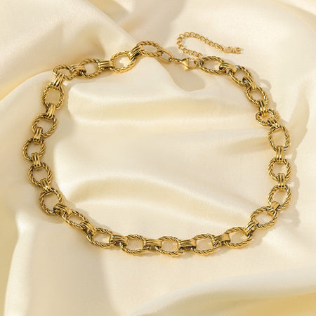 GANEMLY 316L Stainless Steel Metal Chain Necklace Bracelet Set For Women New Punk Collar Chokers Waterproof Jewelry Femme Gift