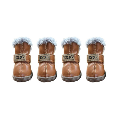 Dog Rainshoes Warm Pet Snow Boots Waterproof Soft Winter Pet Dog Shoes Plush/PU Non Slip for 4Pcs/Set Chihuahua
