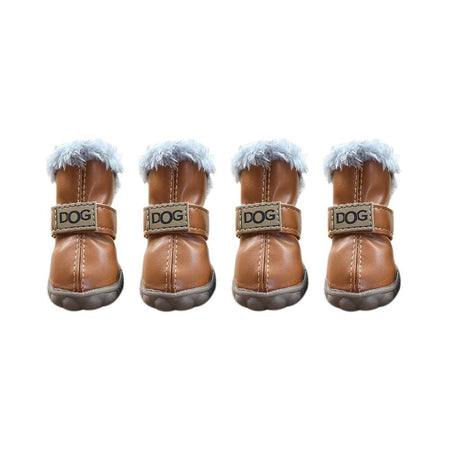 Dog Rainshoes Warm Pet Snow Boots Waterproof Soft Winter Pet Dog Shoes Plush/PU Non Slip for 4Pcs/Set Chihuahua