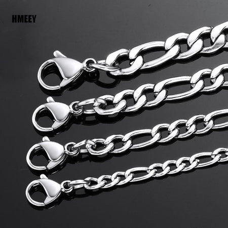 Men's Stainless Steel Link Figaro Chain Necklace for Women High Quality Waterproof Choker Silver Color Jewelry Accessories Gift