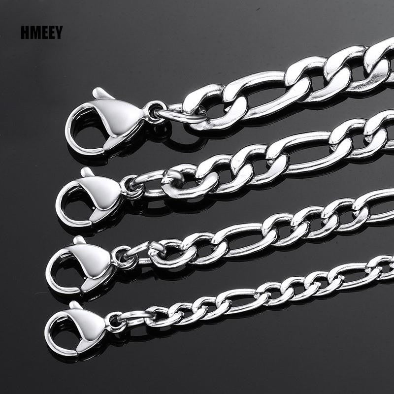 Men's Stainless Steel Link Figaro Chain Necklace for Women High Quality Waterproof Choker Silver Color Jewelry Accessories Gift