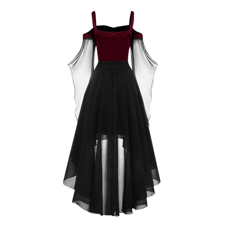 2024 New Women Fairy Skirt Plus Size Cold Shoulder Butterfly Sleeve Halloween Witch Gothic Dress Elegant Party Evening Dresses
