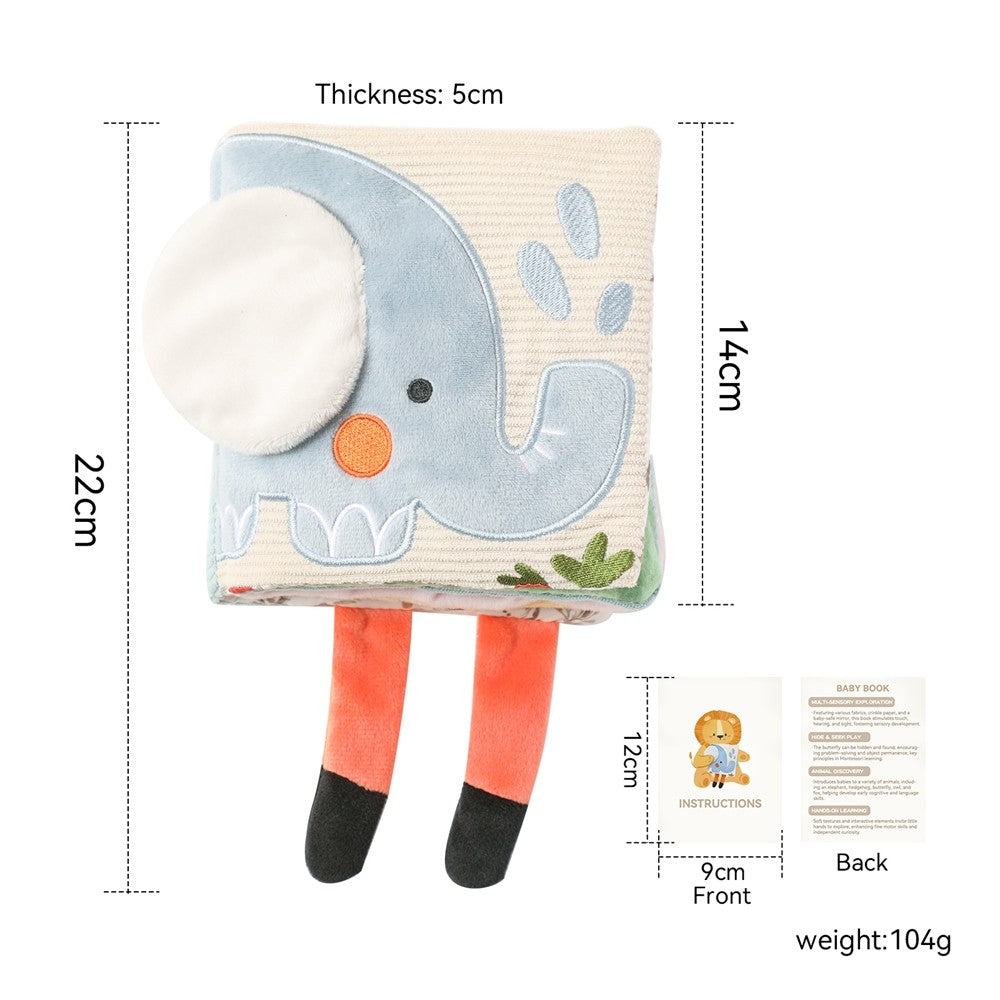 Baby Toys for 0 12 Months Cloth Book Early Educational Sensory Book Baby Soft Books Fluffy Cartoon Elephant Books With Mirror