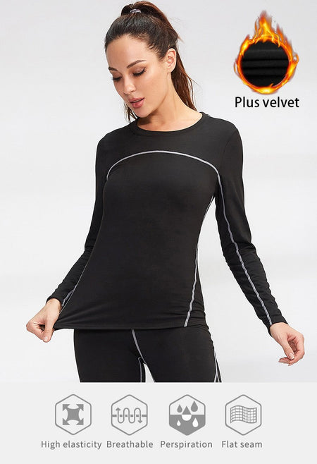 Women's Autumn Winter keep Warm long-sleeved Fitness Running Sports Training Top Slim Quick Dry Stretch Gym Top female Yoga tops