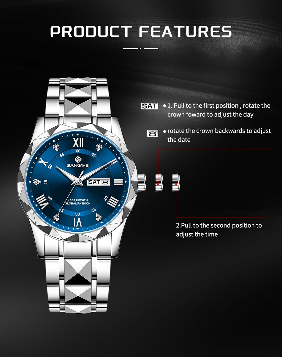 BANGWEI Woman Watch Luxury Elagant Classic Fashion ClockBusiness Casual Date Stainless Waterproof Luminous Quartz Ladies Watches
