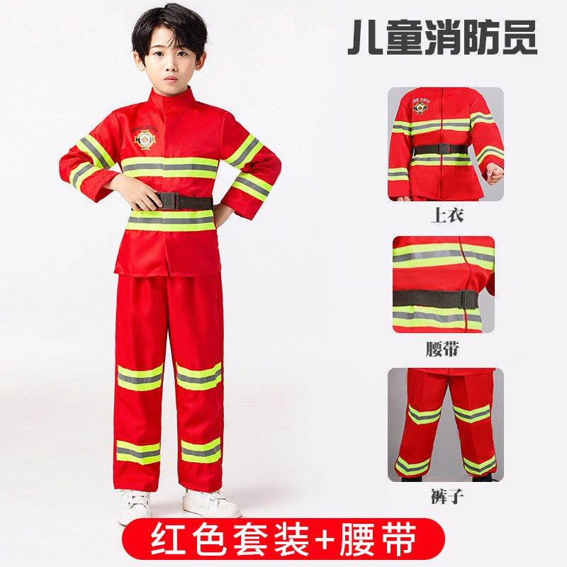 Children's Firefighter Performance Costume Kids Sets Boys and Girls Cosplay Fireman Clothes Festival Stage Show Clothes