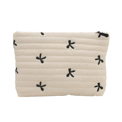 Ins Bow Embroidered Cosmetic Bag Portable Women's Bag Fashion Oxford Cloth Butterfly Print Cosmetic Bag Travel Wash Storage Bag