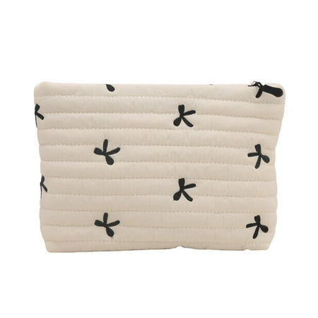 Ins Bow Embroidered Cosmetic Bag Portable Women's Bag Fashion Oxford Cloth Butterfly Print Cosmetic Bag Travel Wash Storage Bag
