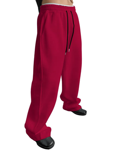 2025 wide leg sweatpants men's sweatpants waist drawstring straight leg loose pants straight leg sports pants