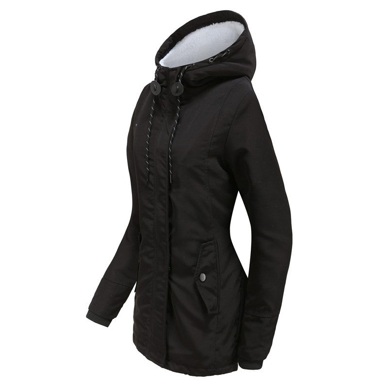New Fashion Womens Custom Your Logo Fur Lined Parka Jacket Coat Ladies Hooded Outwear Winter Warm Overcoat