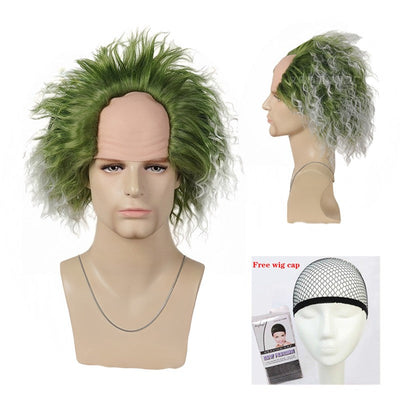 Adult Men Costume Black and White Striped Suit with Wig for Halloween Cosplay Party Outfit Horror Movie Character
