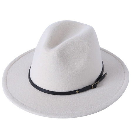 Fedora hat jazz hat men and women classic black leather belt Fedora Panama women autumn and winter Panama hat wholesale